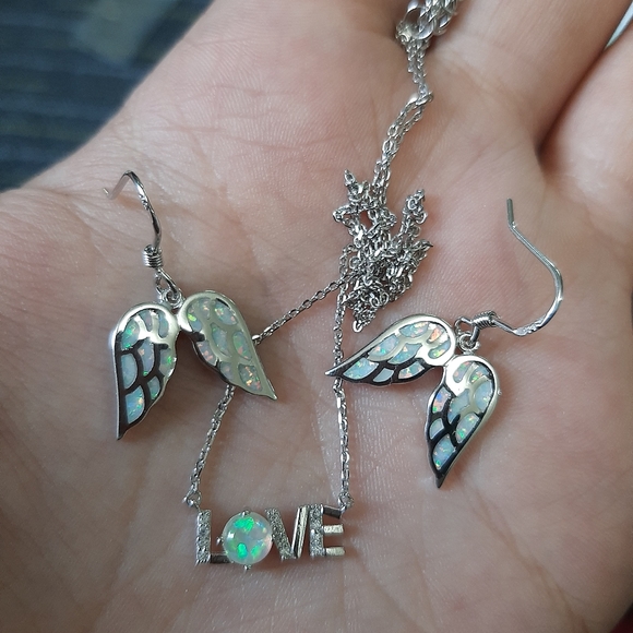 Adorable Opal Sterling Silver Love Set - Picture 6 of 10